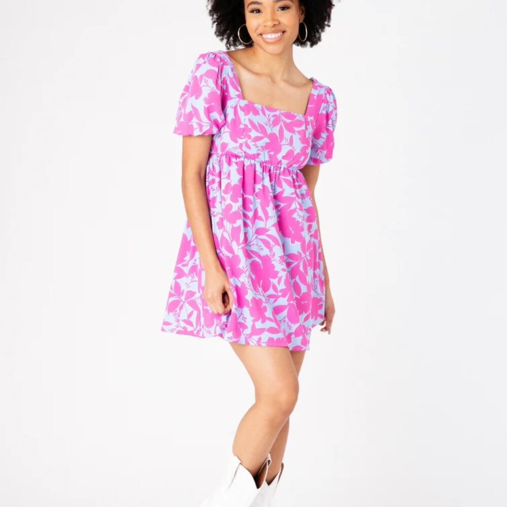 MEET ME IN SANTORINI Floral ARIA Babydoll Dress